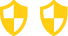 two yellow shields