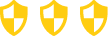 three yellow shields