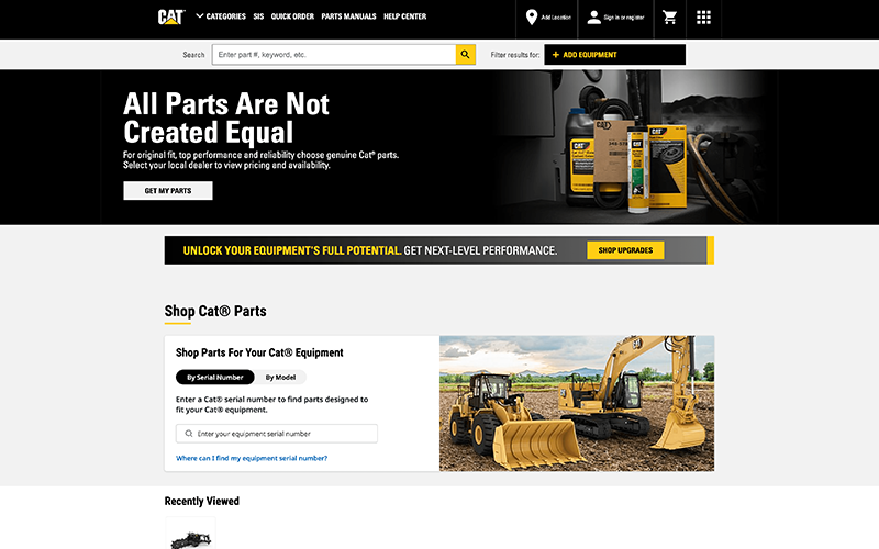 Desktop screenshot of ToromontCat Parts website